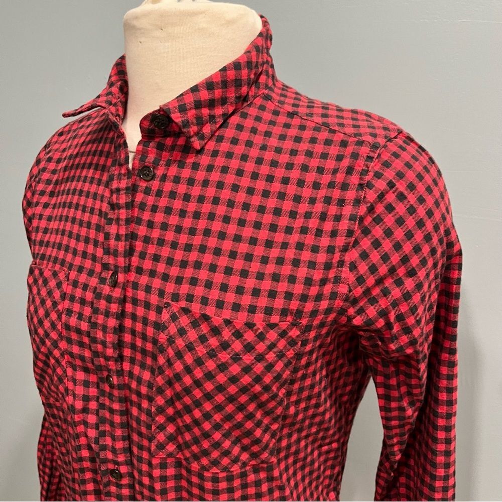 J. Crew Red & Black Buffalo Plaid Flannel Button Up Long Sleeve Shirt Size 4 - Picture 6 of 11